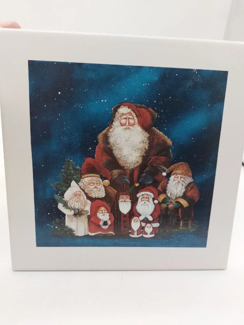Jamie Carter Christmas Holiday Santa Group Ceramic Tile Square 7.5